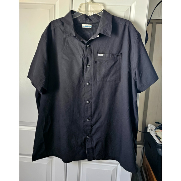 Columbia Omni-Wick Vented Shirt Men’s XL Black Short Sleeve Button Front Fishing - Picture 1 of 6
